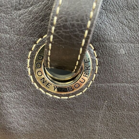 Dooney and Bourke Portofino Grommet Shopper Brown Clean SEE Gold Hardware - Picture 2 of 16